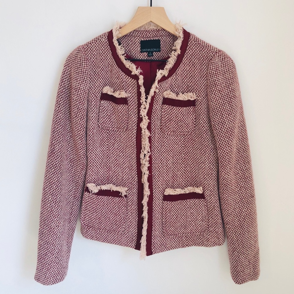 Cynthia Rowley Oxblood Tweed Jacket